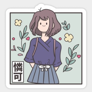 girl with flowers Sticker